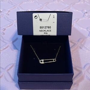 Swarovski Gold Necklace with Safety Pin Pendant